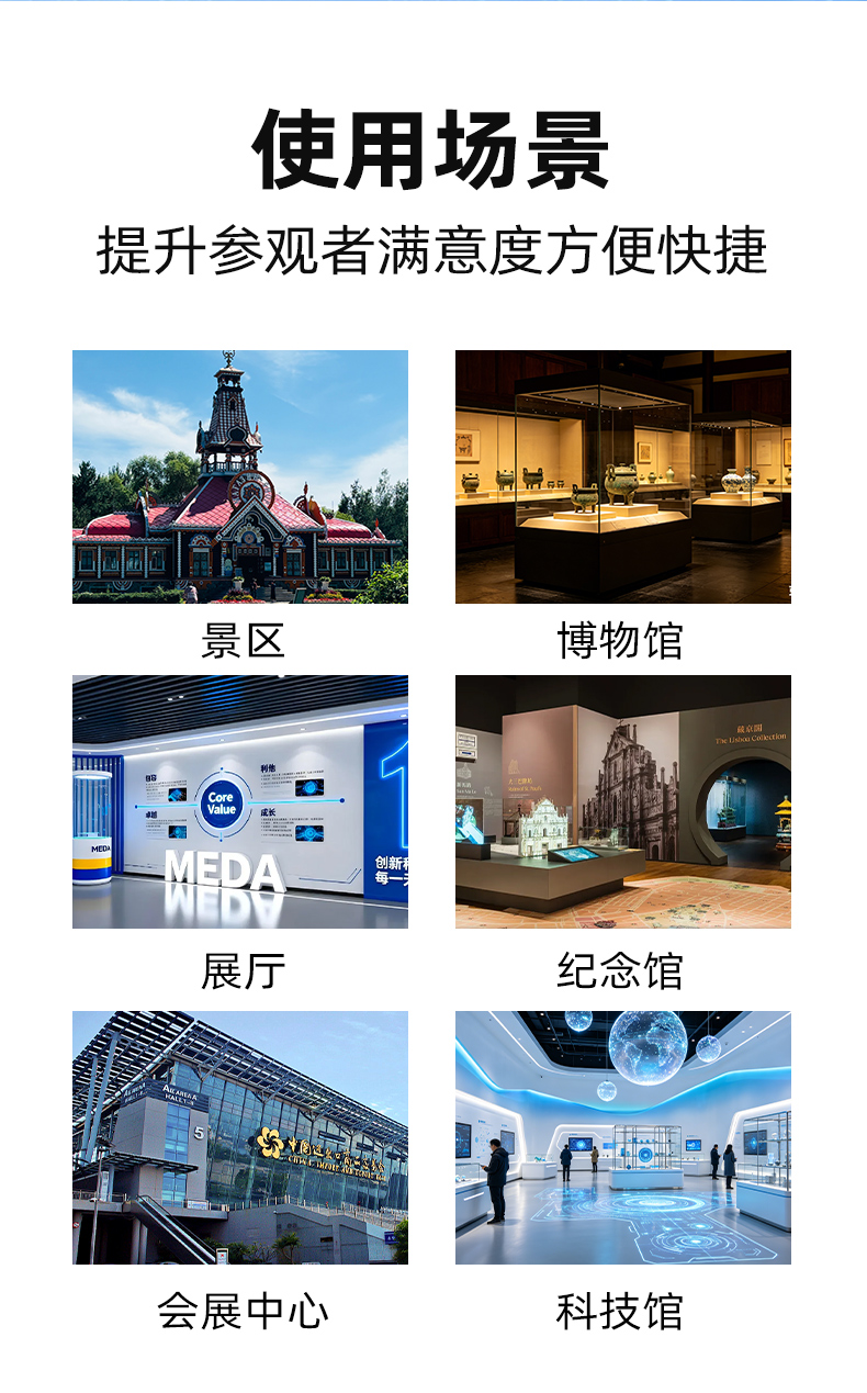 自助导览服务驿站应用场景:景区、博物馆、科技馆。