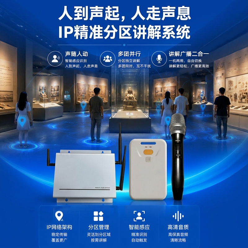 鹰米IP分区广播讲解系统联动展厅大屏互动